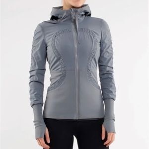 SOLDLULULEMON Dance Studio Jacket II Hoodie Ruched Reversible Blurred Grey SZ